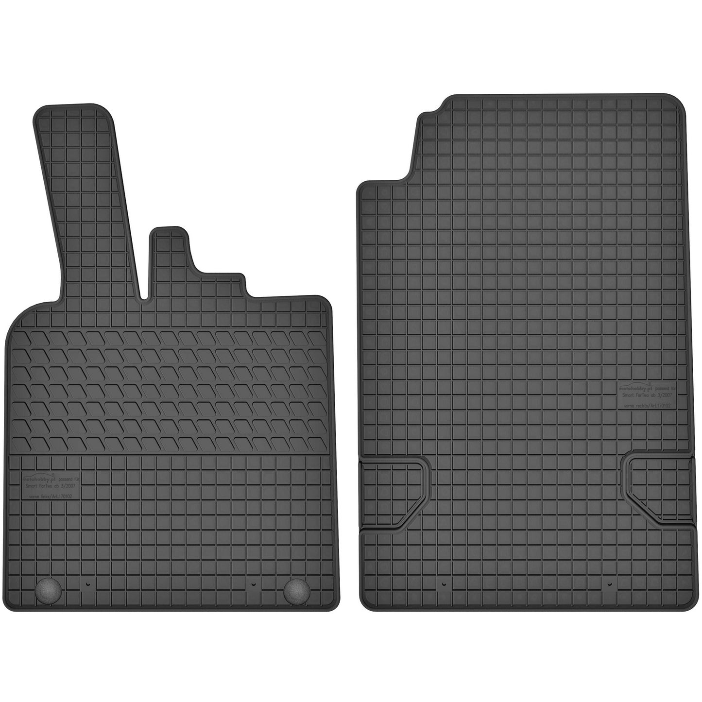 Motohobby Passform Gummi Fußmatten Set für Smart Fortwo 2007 - 2014