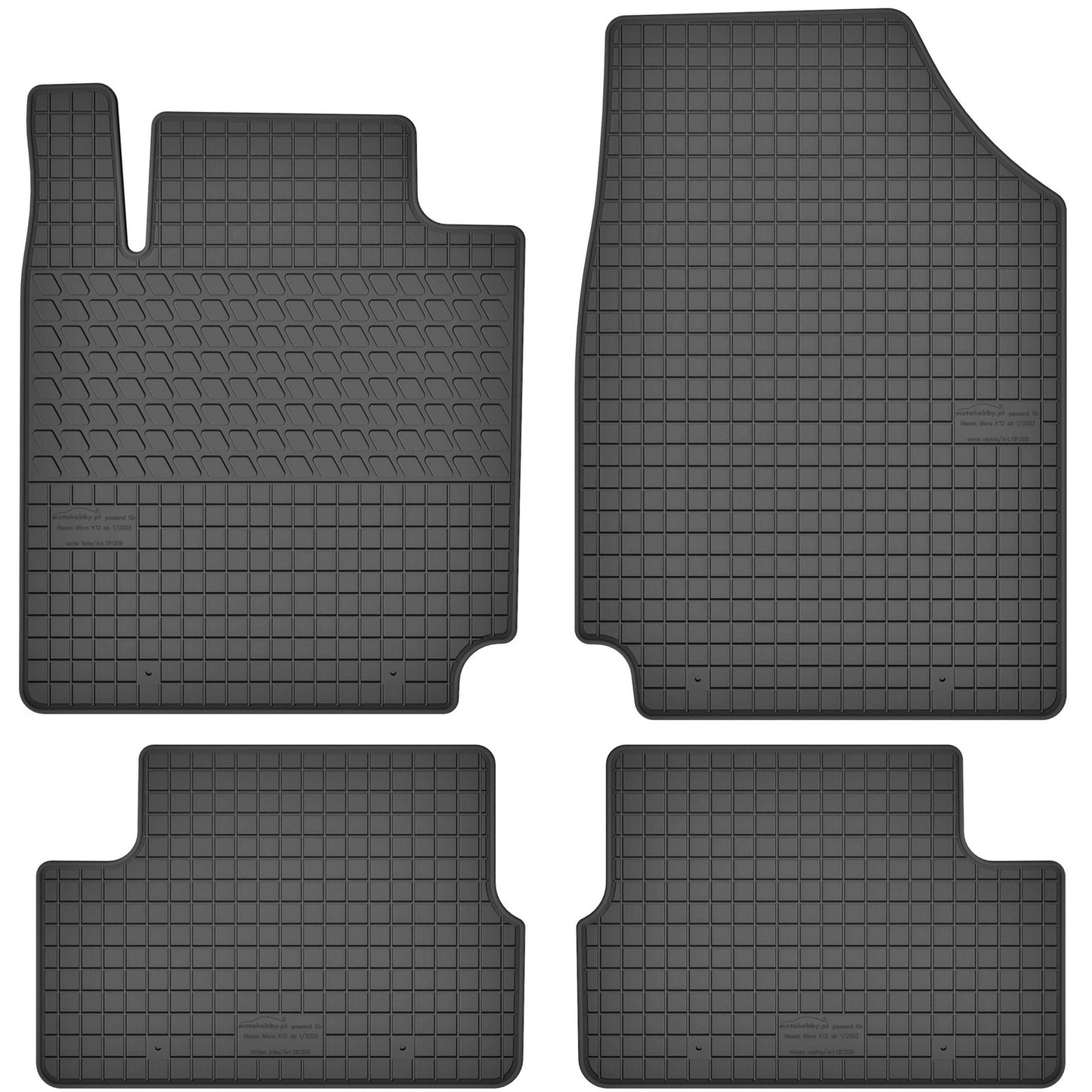 Motohobby Passform Gummi Fußmatten Set für Nissan Micra K12 2003 - 2010