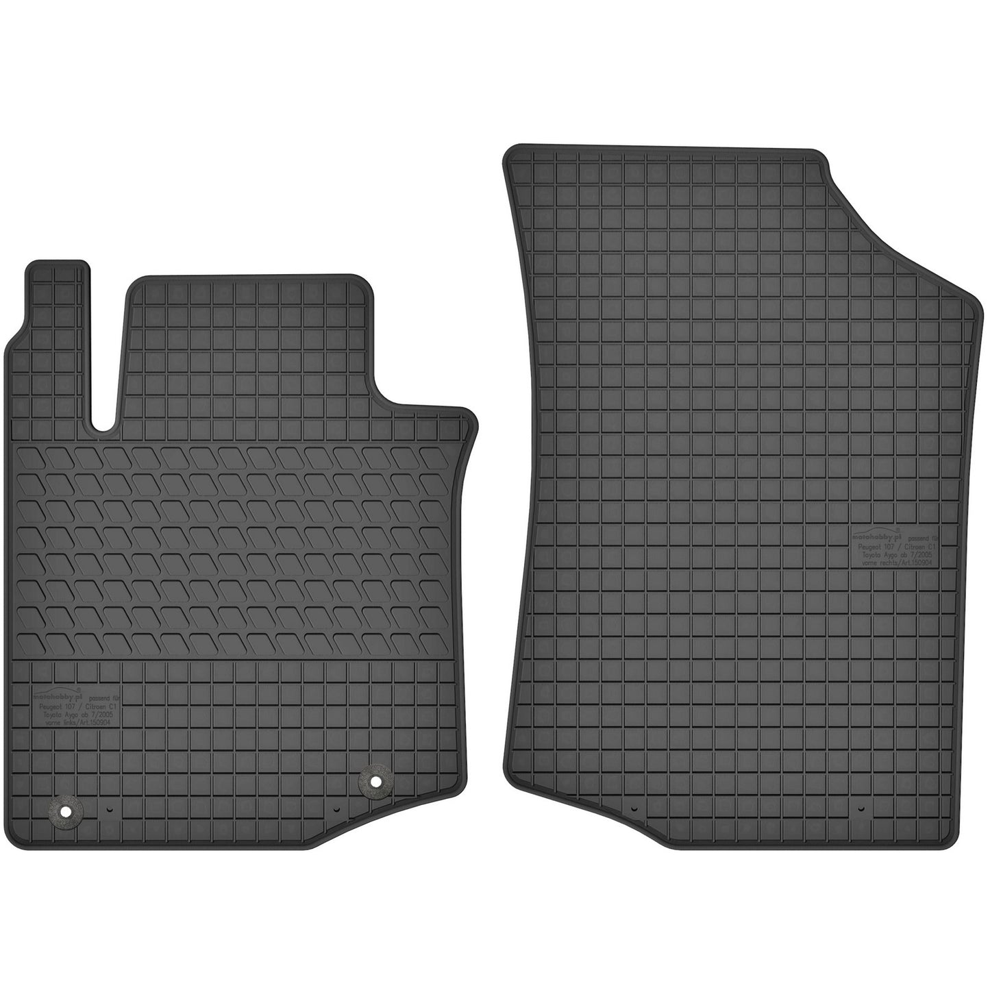 Motohobby Passform Gummi Fußmatten Set für Peugeot 107 2005 - 2014