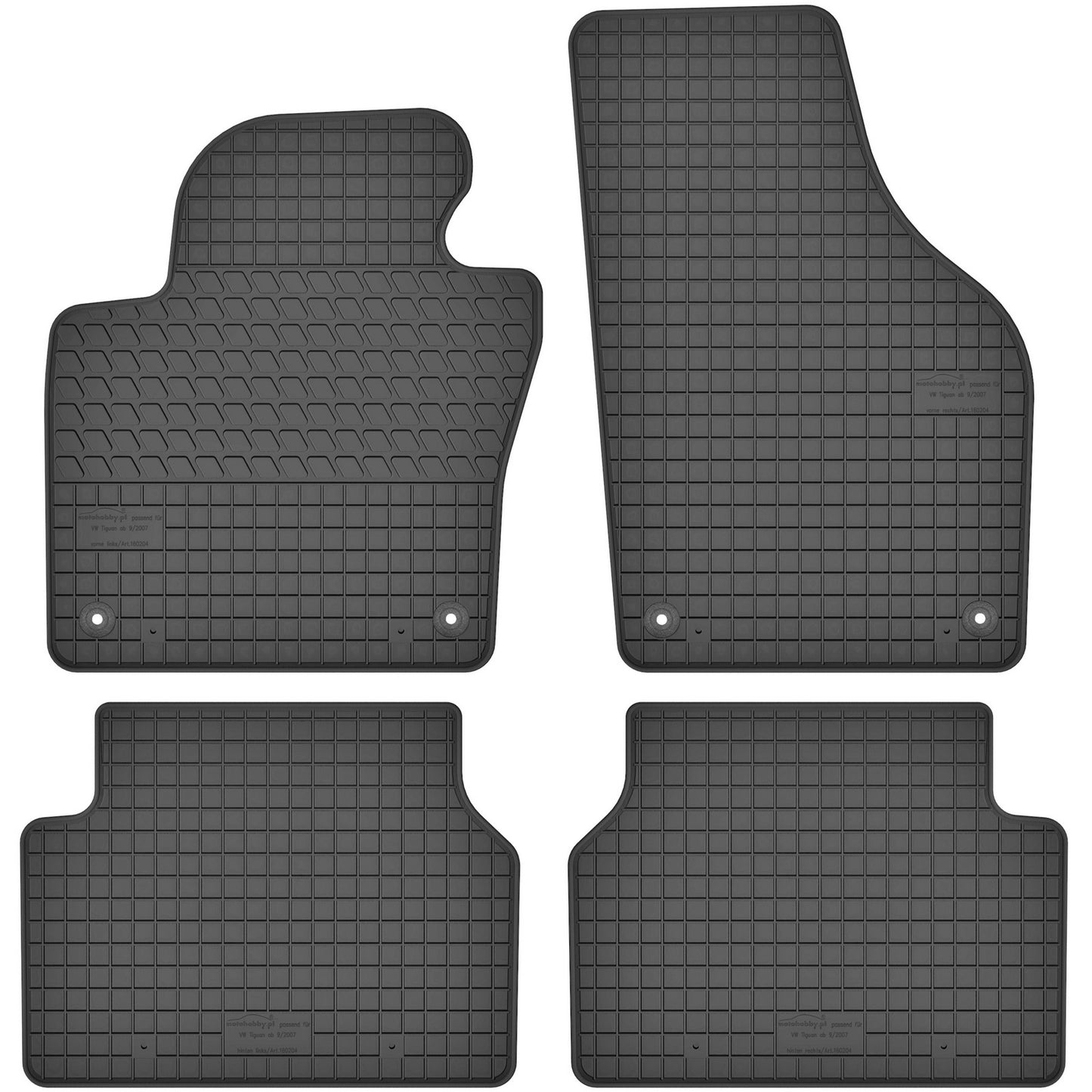 Motohobby Passform Gummi Fußmatten Set für Volkswagen Tiguan 2007 - 2018