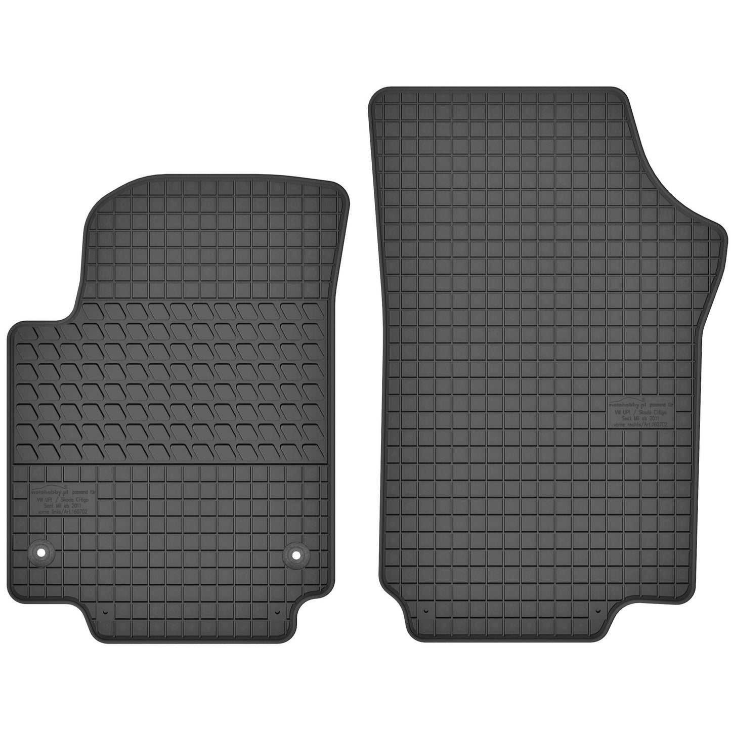 Motohobby Passform Gummi Fußmatten Set für Seat Mii 2011 - 2021