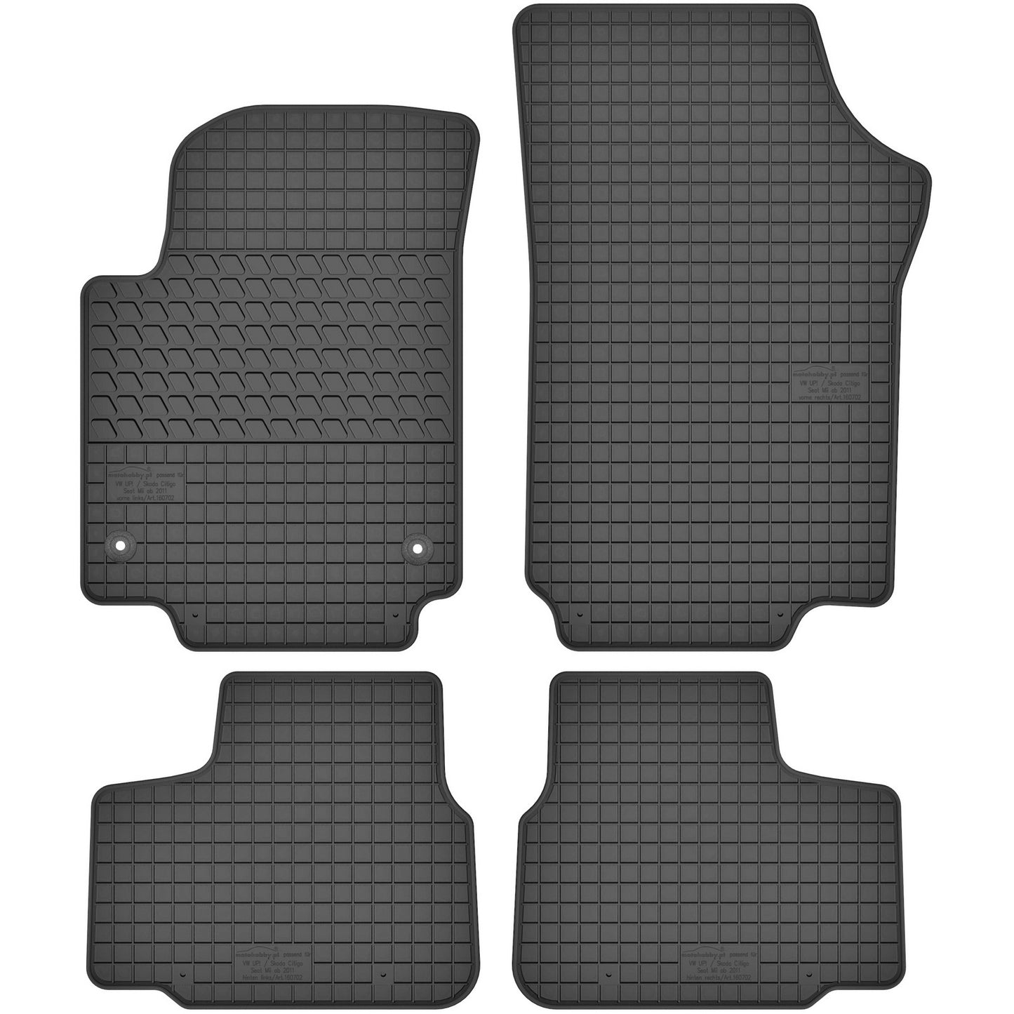 Motohobby Passform Gummi Fußmatten Set für Seat Mii 2011 - 2021
