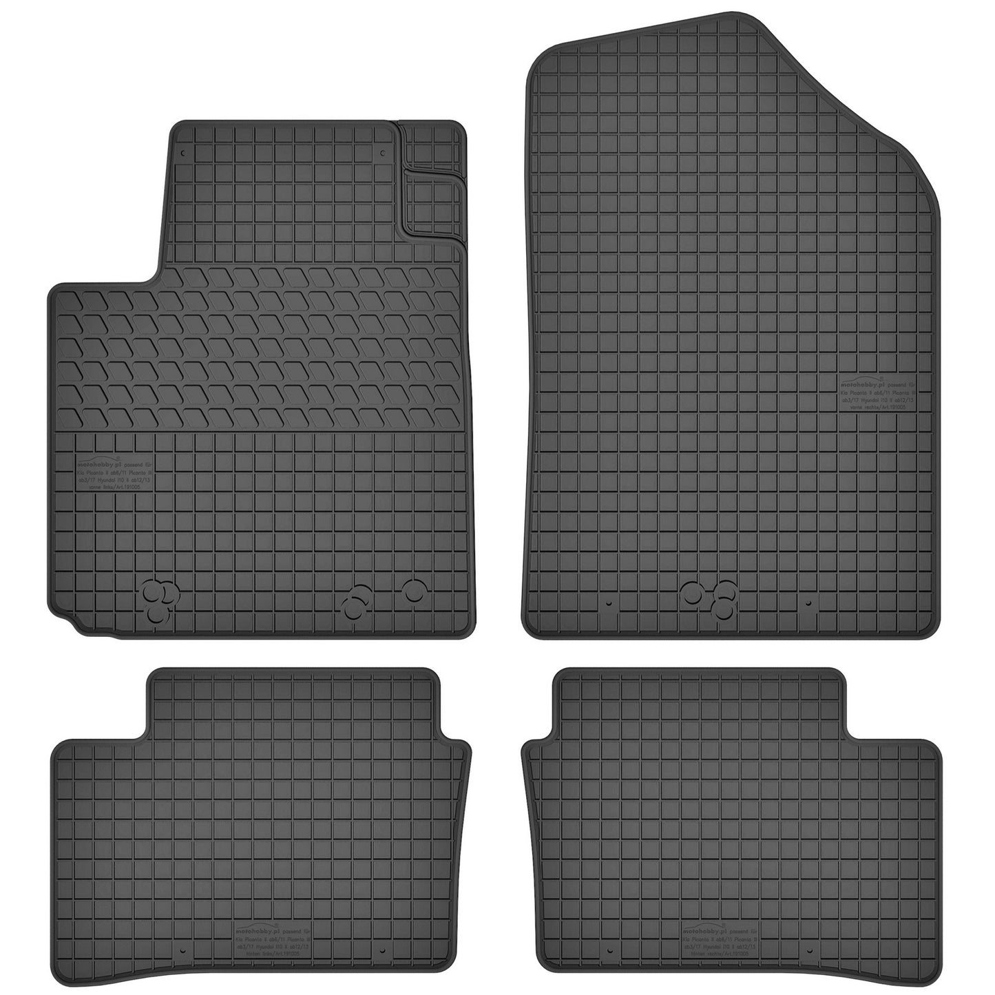 Motohobby Passform Gummi Fußmatten Set für Hyundai i10 2 2013 - 2019