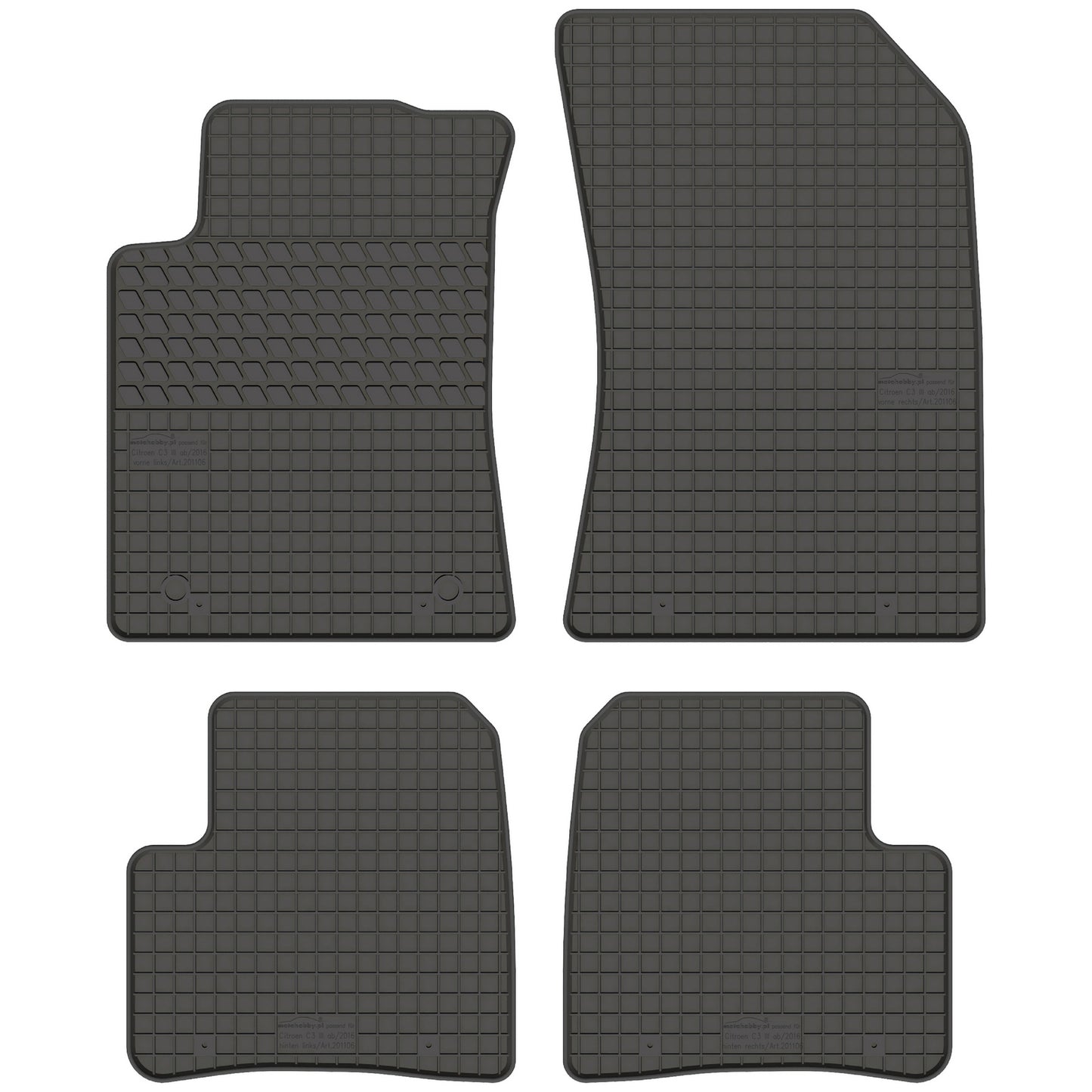 Motohobby Passform Gummi Fußmatten Set für Citroen C3 3 2016 - 2024