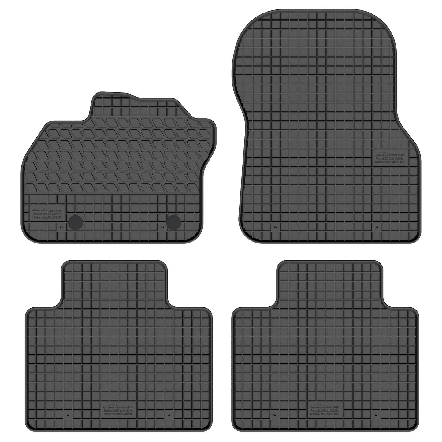 Motohobby Passform Gummi Fußmatten Set für Renault Zoe 2012 - 2025