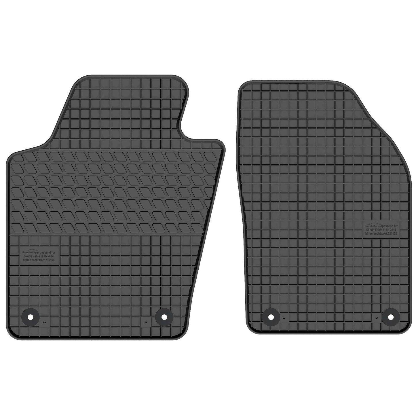 Motohobby Passform Gummi Fußmatten Set für Skoda Fabia 3 2015 - 2022