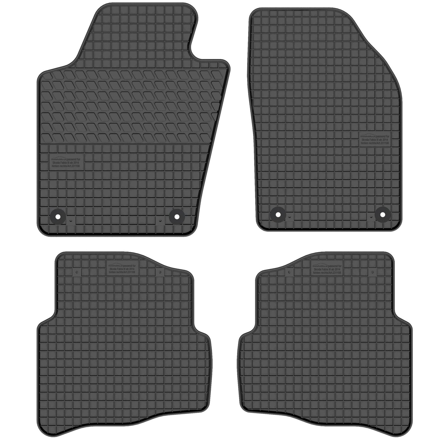 Motohobby Passform Gummi Fußmatten Set für Skoda Fabia 3 2015 - 2022