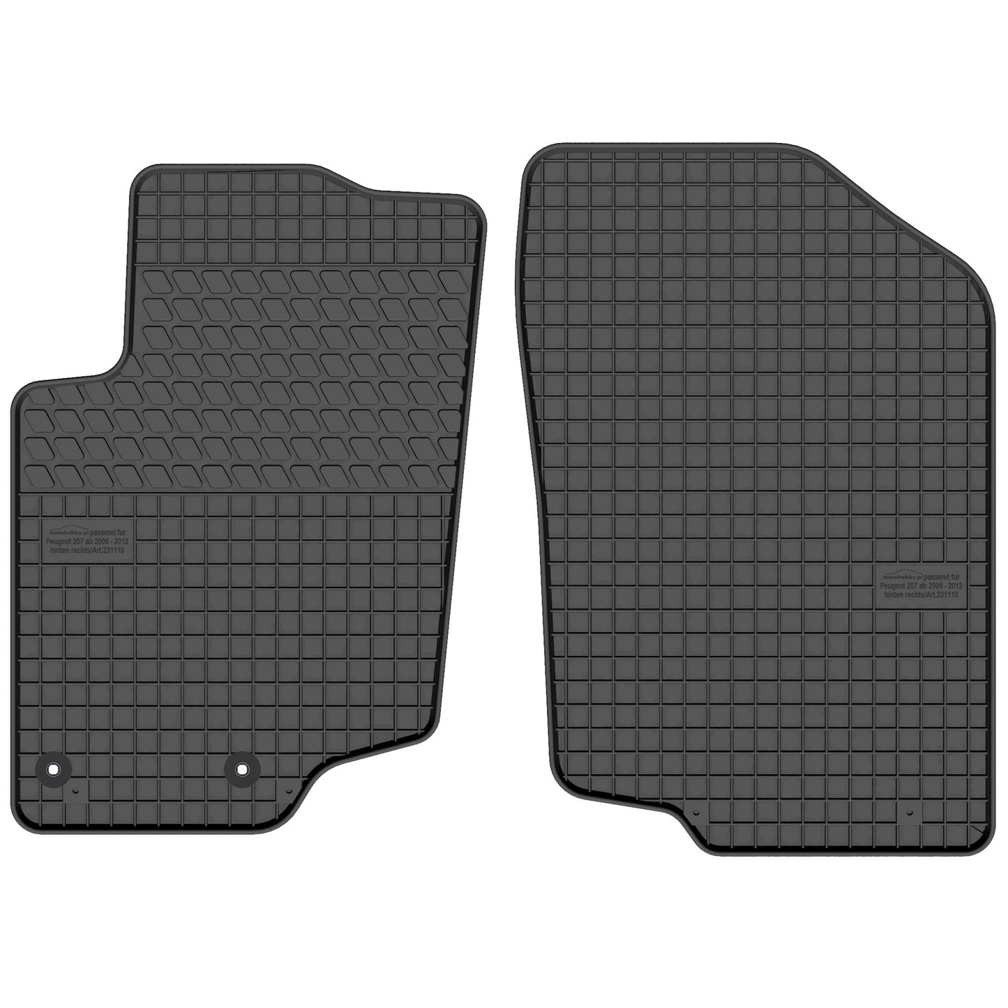 Motohobby Passform Gummi Fußmatten Set für Peugeot 207 2006 - 2014