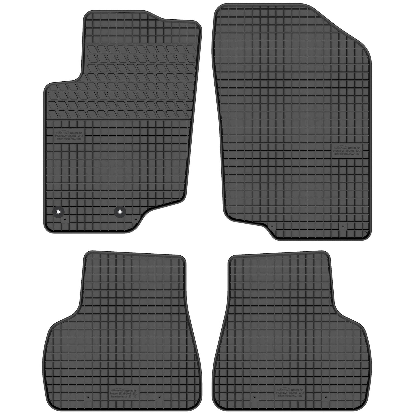 Motohobby Passform Gummi Fußmatten Set für Peugeot 207 2006 - 2014